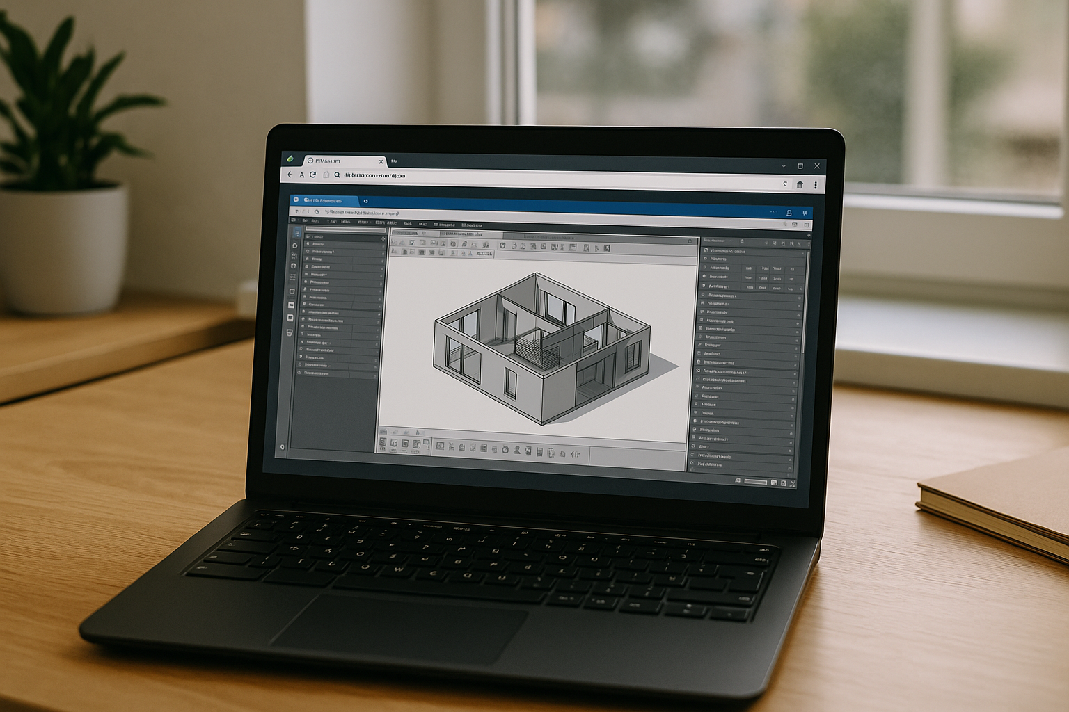 The best path to Autodesk on Linux without install - realistic Linux laptop workspace with professional desktop software