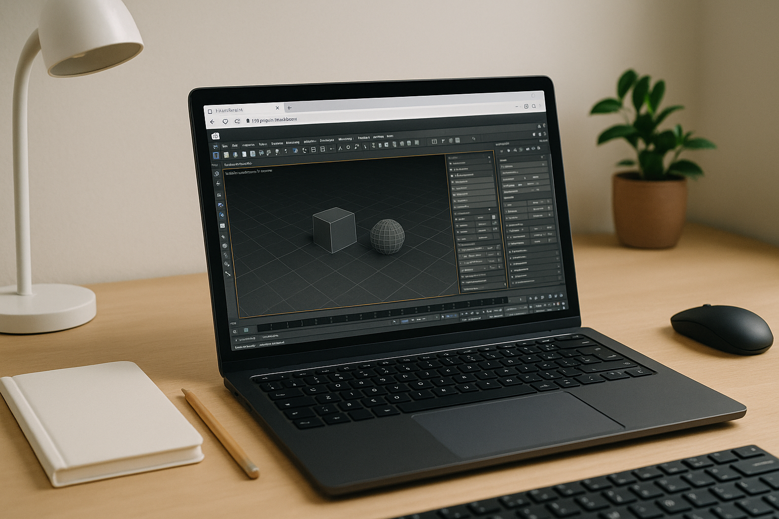 3ds Max alternative workflow on Linux OS showcasing the 3D viewport and Arnold render preview in a browser tab.
