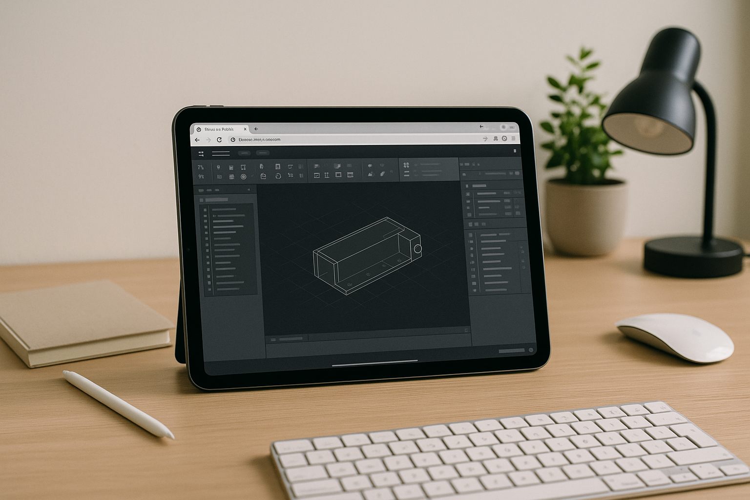 Engineer editing a complex 3D model using a browser-based cloud CAD workstation.