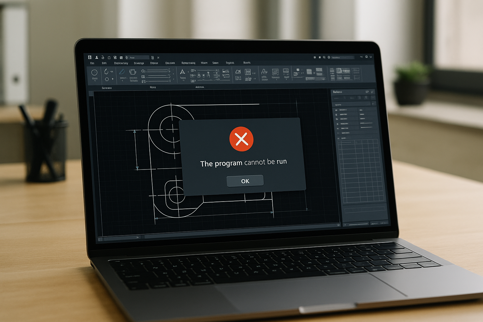 The problem: running Autodesk AutoCAD software without installs or power - realistic device from the article topic with AutoCAD