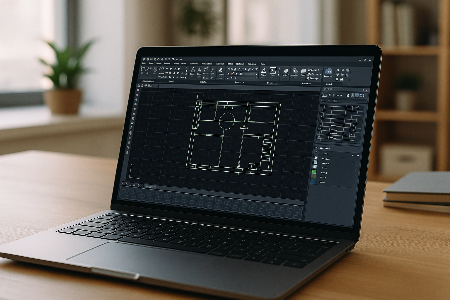 The Real Challenge Finding an AutoCAD alternative for Linux - realistic Linux laptop workspace with AutoCAD