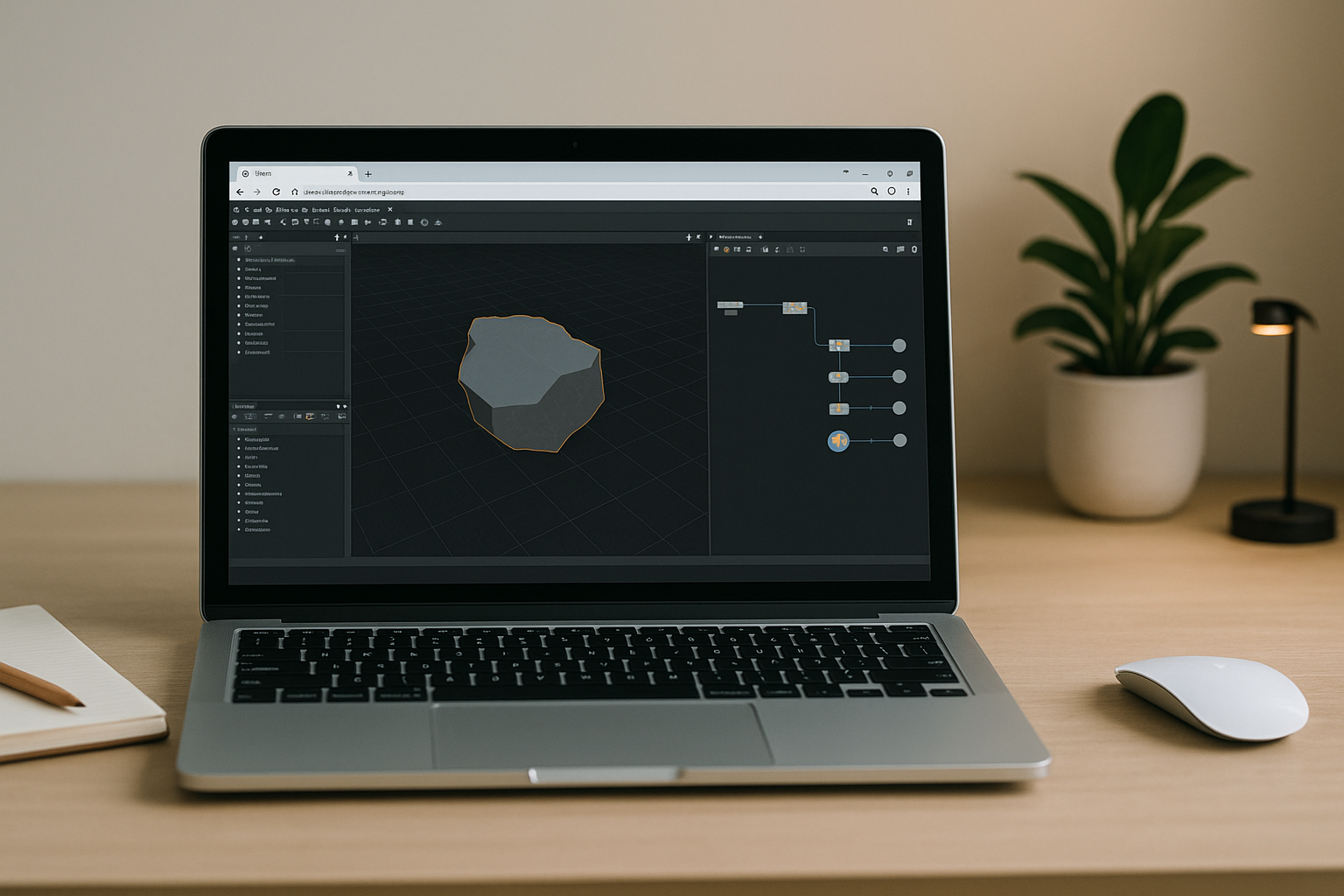 Artist using a laptop to access Houdini via a GPU-enabled cloud workspace