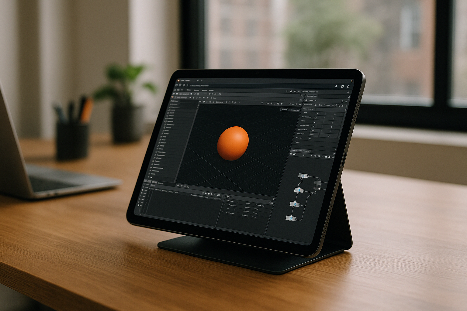The Best Way to Use Houdini 3D on Any Device - realistic device from the article topic workspace with professional desktop software