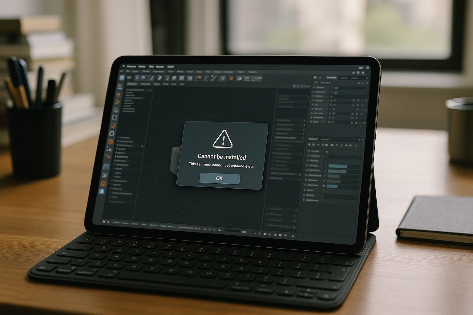 The Production Roadblock with Cinema 4D on iPad - realistic iPad workspace with professional desktop software