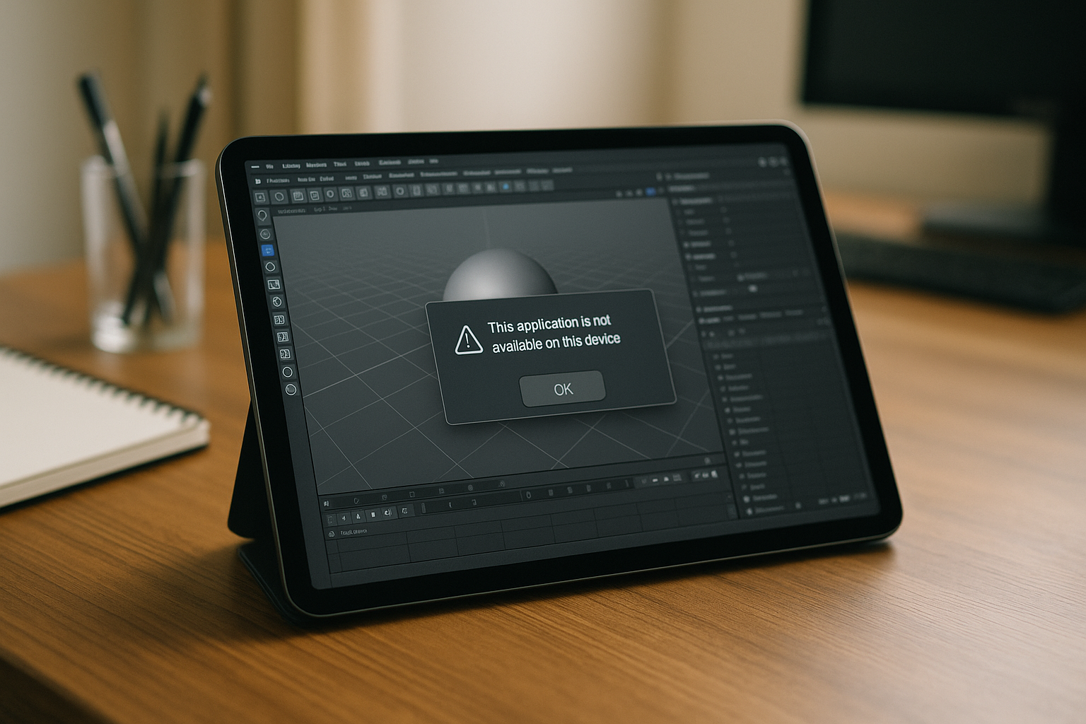The Best Way to Run Cinema 4D on iPad with GPU Rendering - realistic iPad workspace with professional desktop software