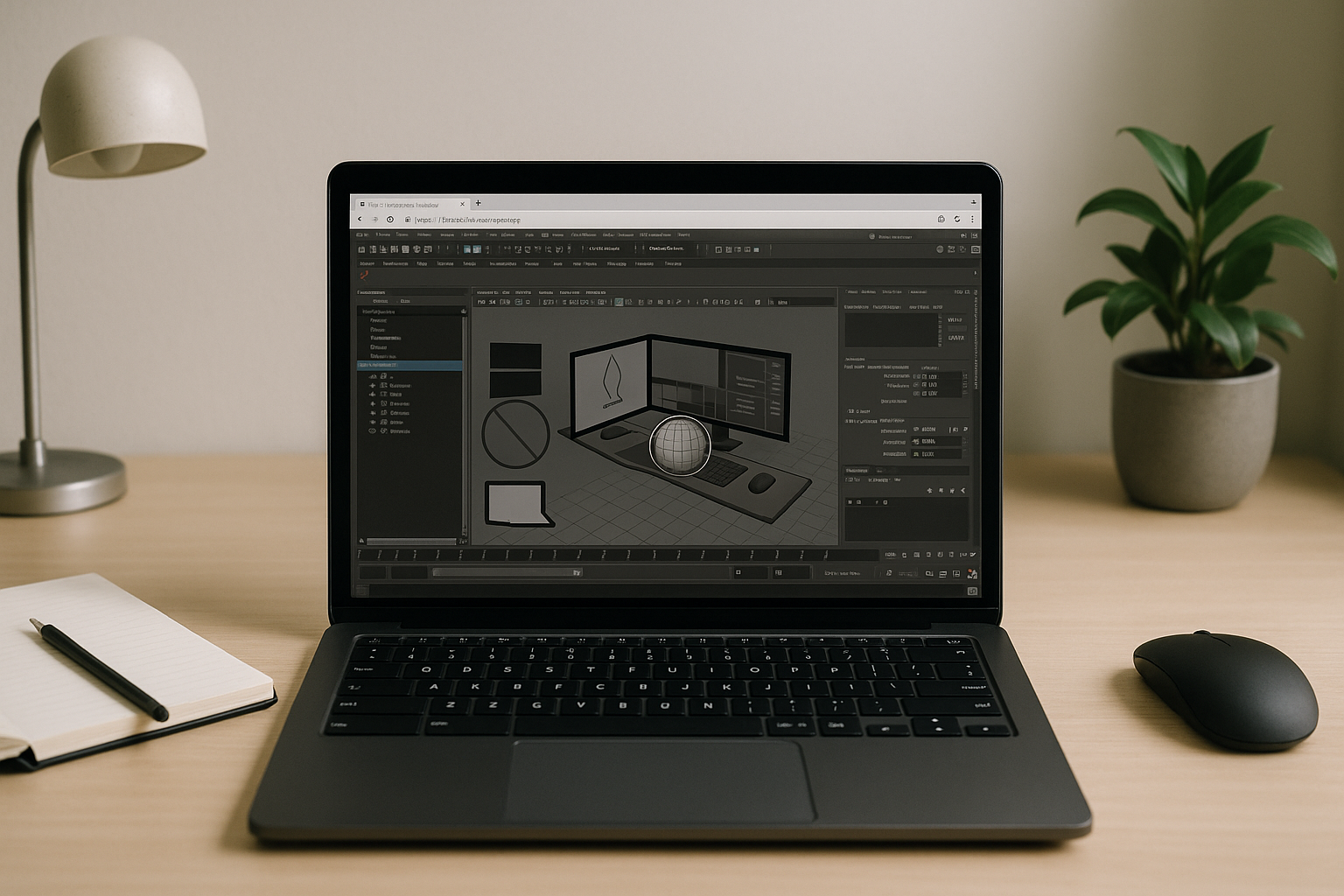 3D artist running Autodesk Maya for Linux via a browser-based cloud PC workspace