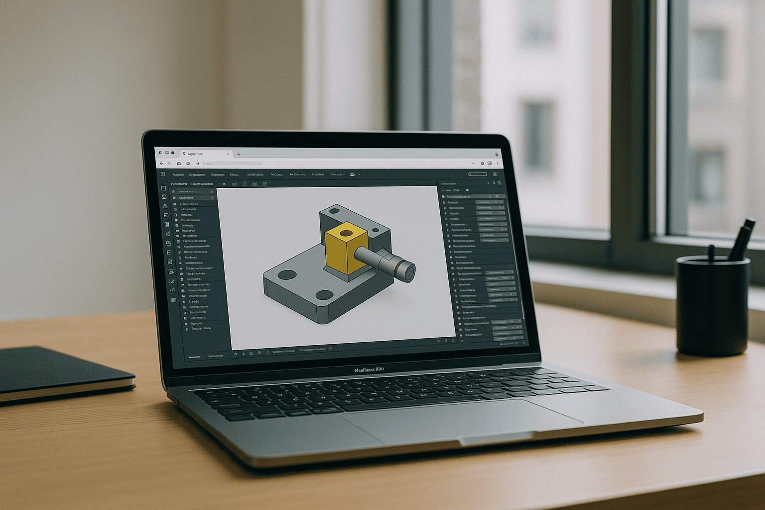 Engineer using Solid Edge for Mac through a cloud Windows PC on an Apple Silicon MacBook