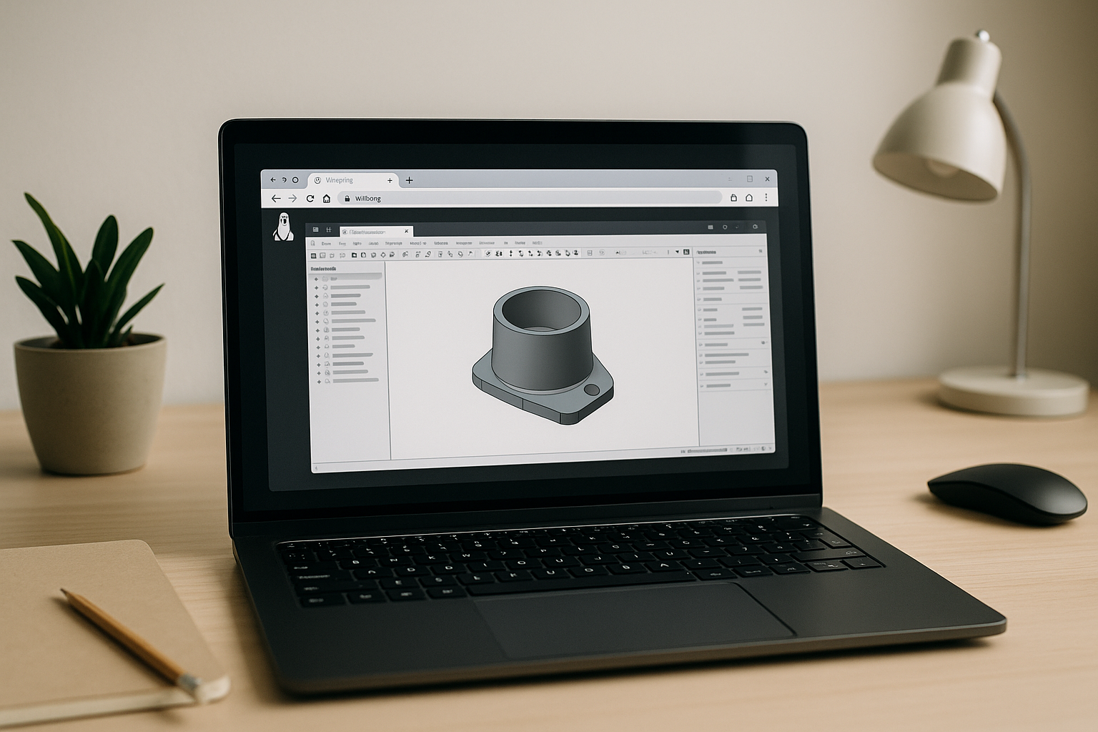 Engineer demonstrating Does SolidWorks Work on Linux via a Cloud PC from a laptop