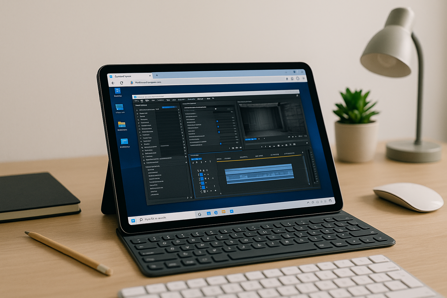 Designer using virtual machine for iPad through a cloud PC to run desktop apps