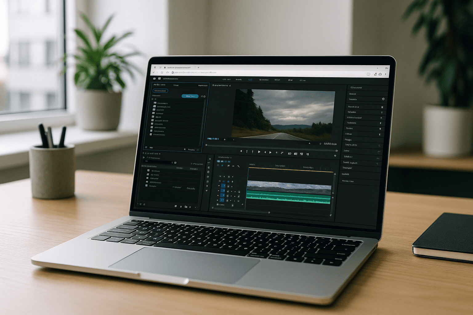 How Aristeem Delivers Adobe Premiere Pro Online - laptop running professional desktop software