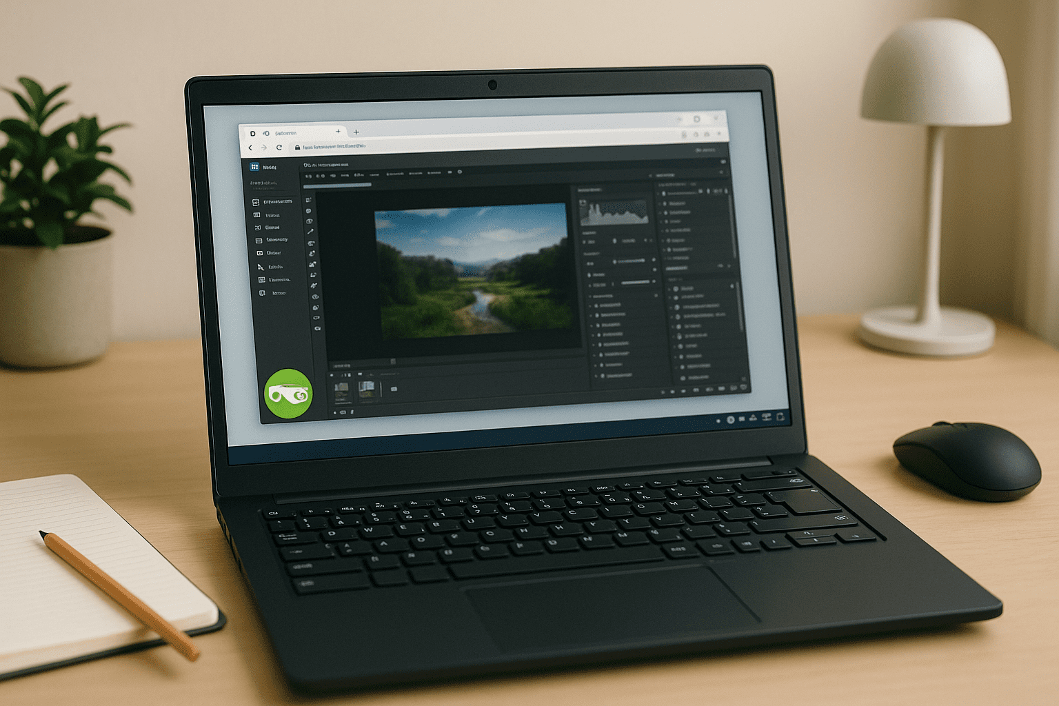 Illustration of linux vm software launching apps in a Linux browser