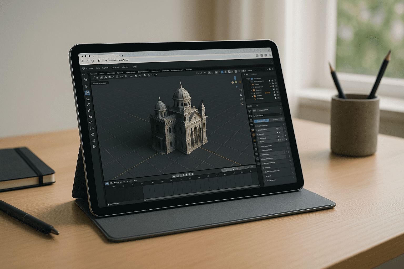 2026 outlook: cloud-native 3D and Blender on iPad workflows - iPad running professional desktop software