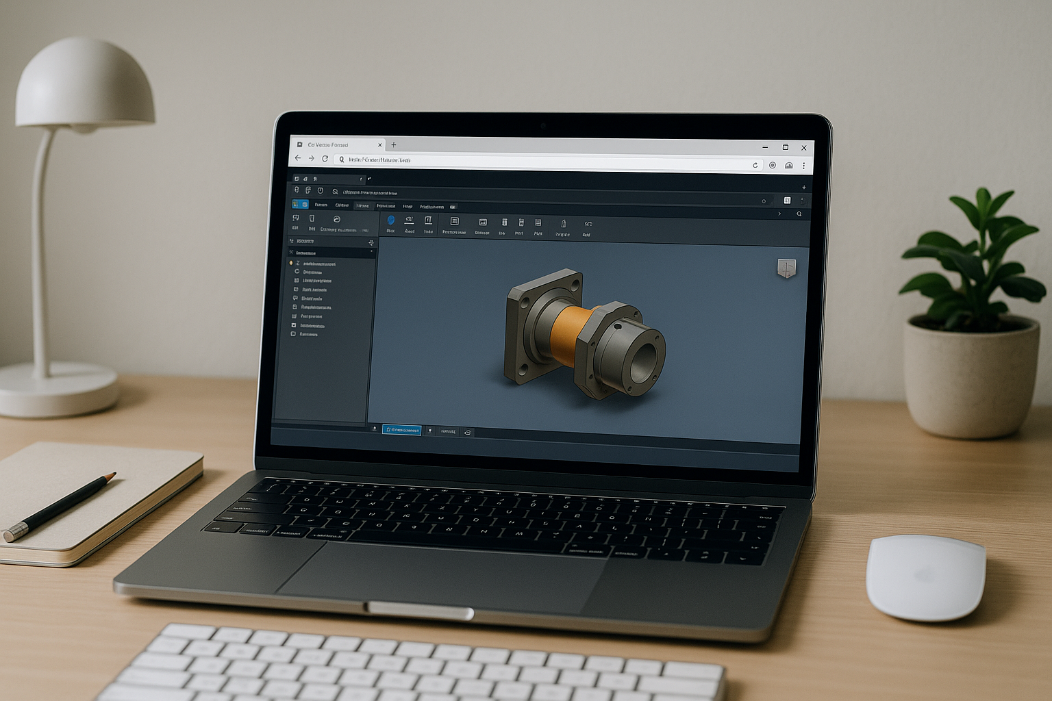 Autodesk Inventor Mac running in a browser on a MacBook