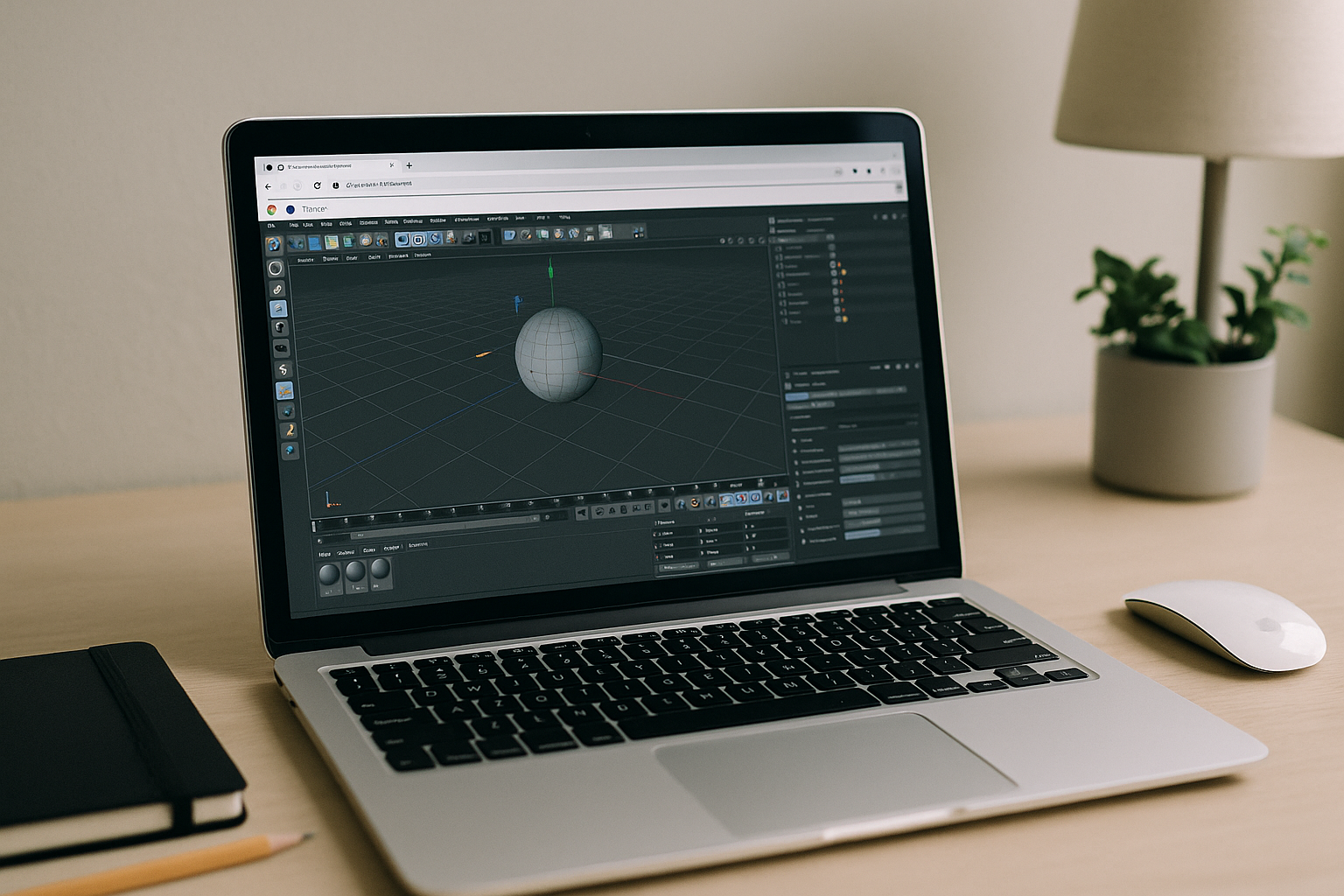 Mac designer running Cinema 4D OSX in a browser-based cloud PC workspace