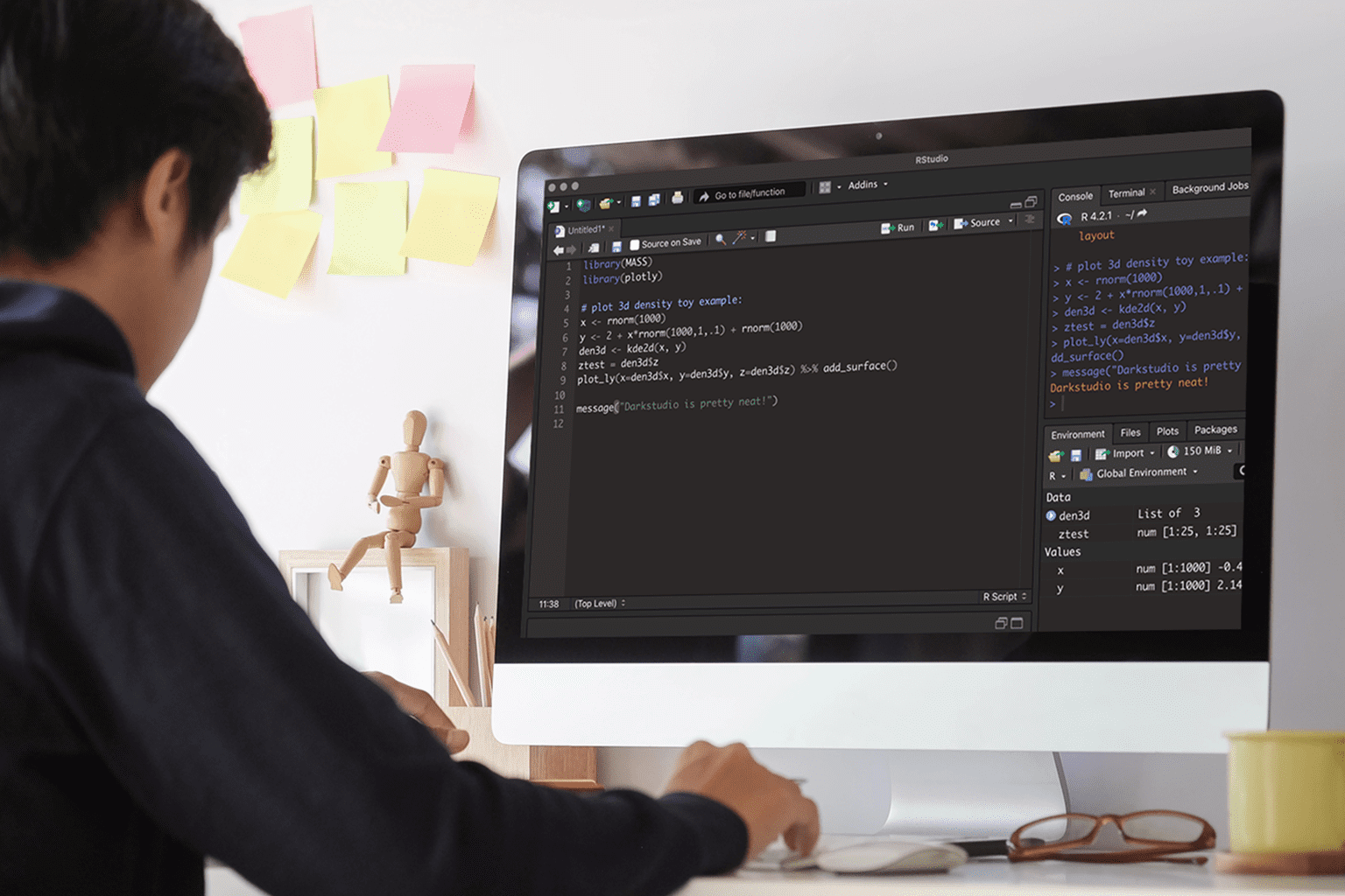 RStudio running in a web browser across mixed devices