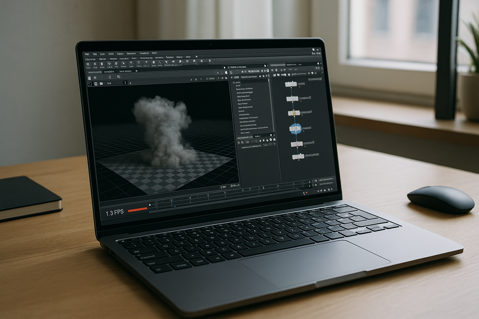 Houdini 3D in browser for teams blocked by installs and drivers - laptop running professional desktop software