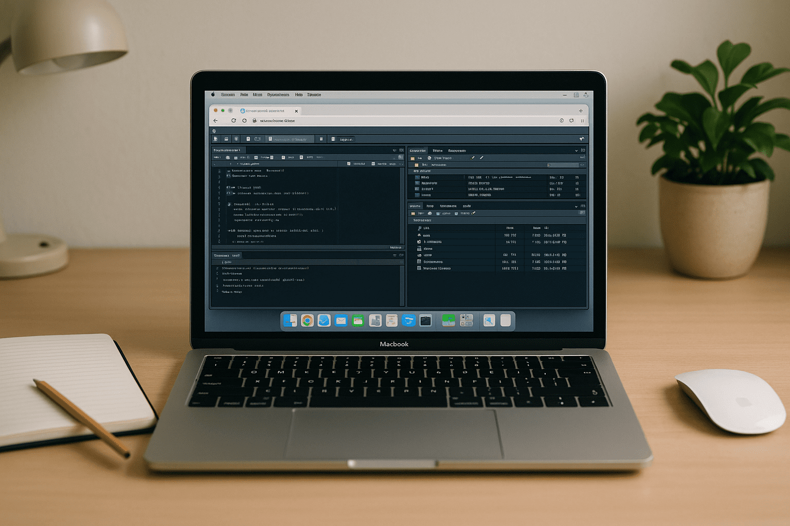 RStudio running in a web browser across mixed devices