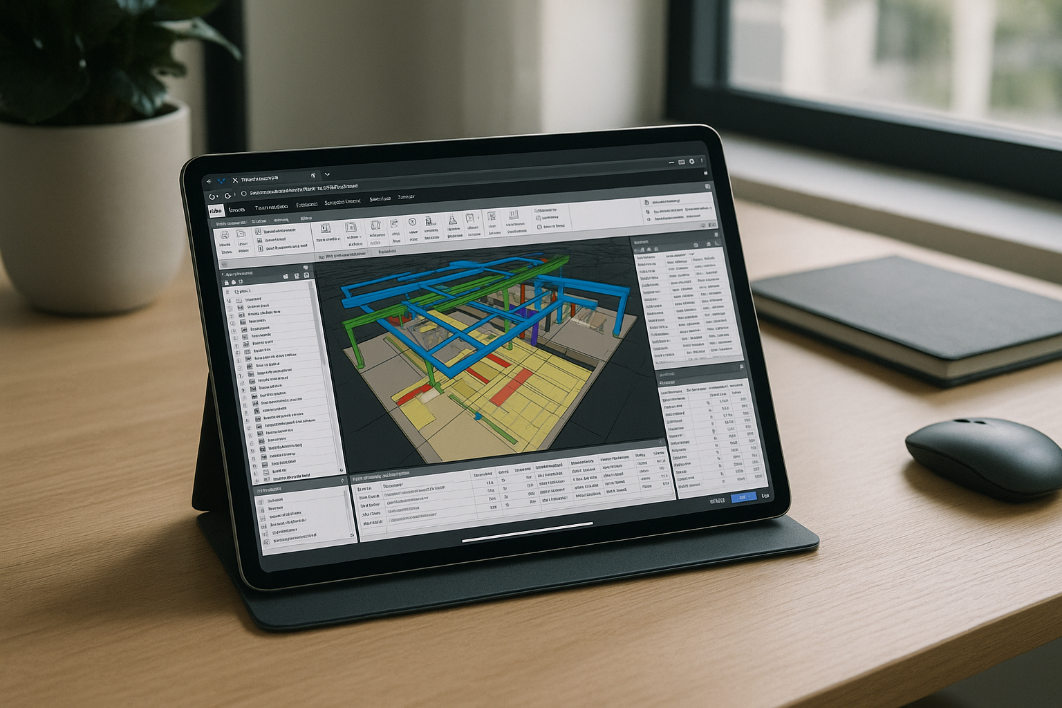 Engineer using Navisworks iPad through cloud PC in browser-based workspace