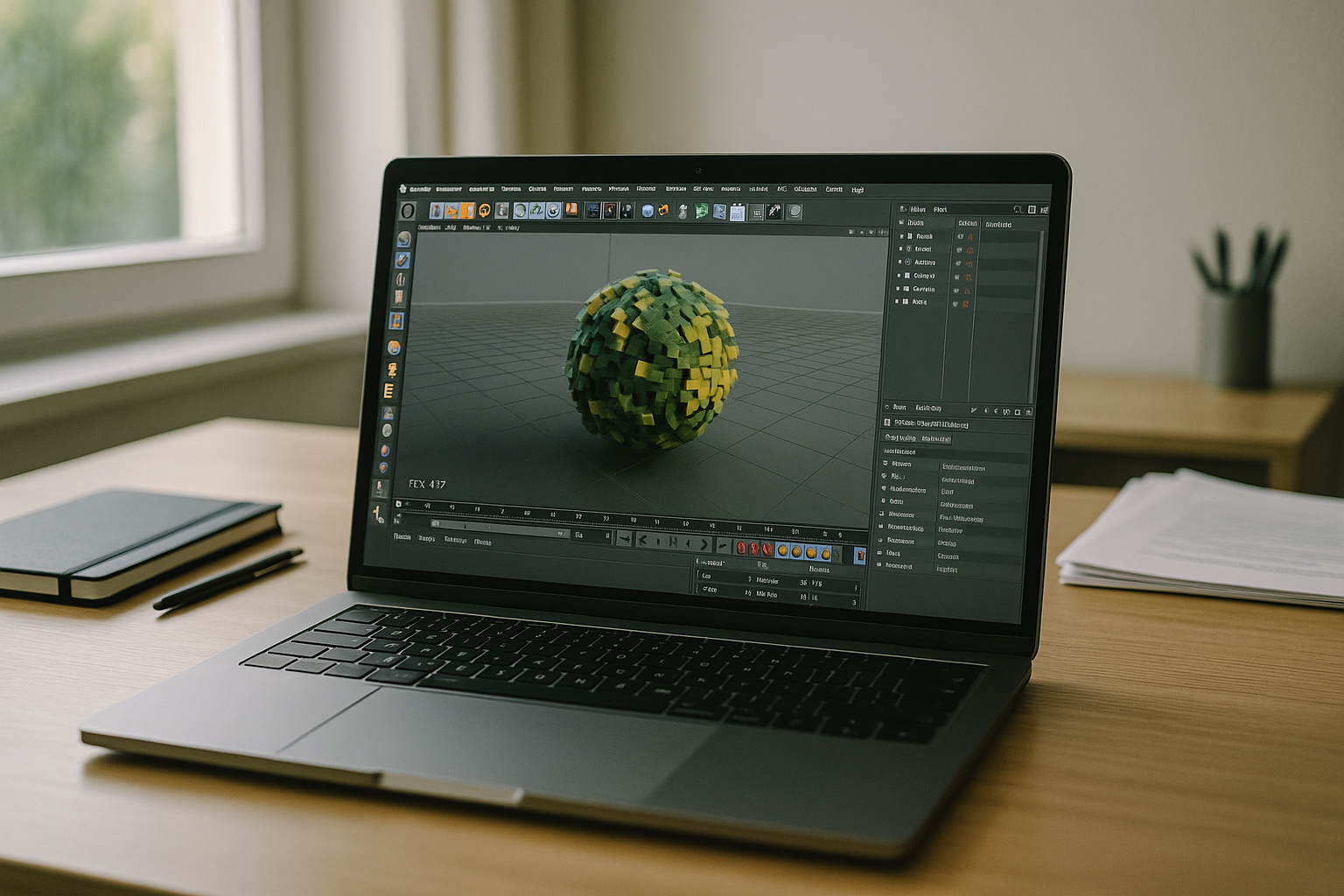 Designer using C4D Software on a cloud PC through a web browser