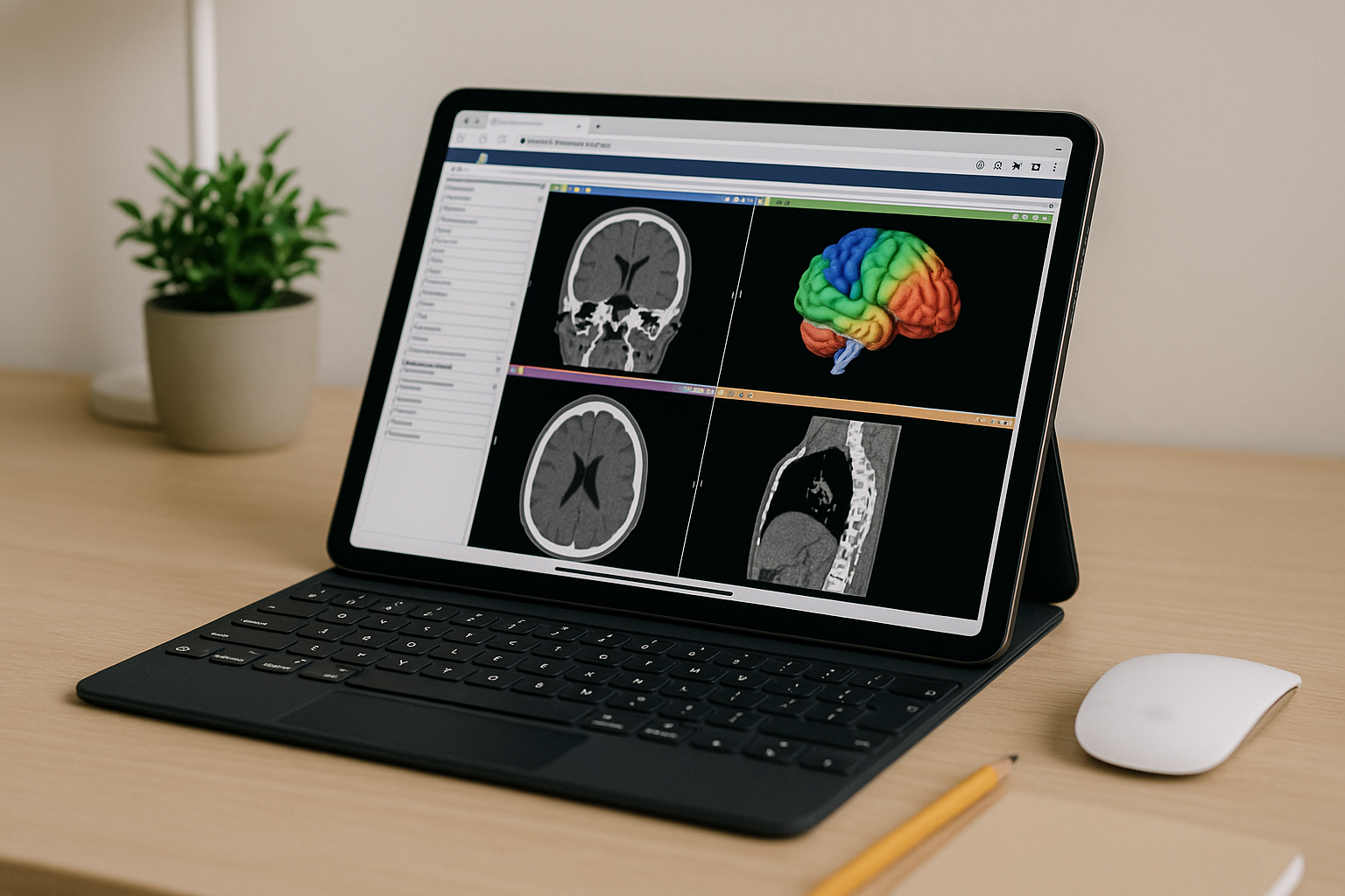Radiologist running 3D Slicer software through cloud PC workspace in a web browser