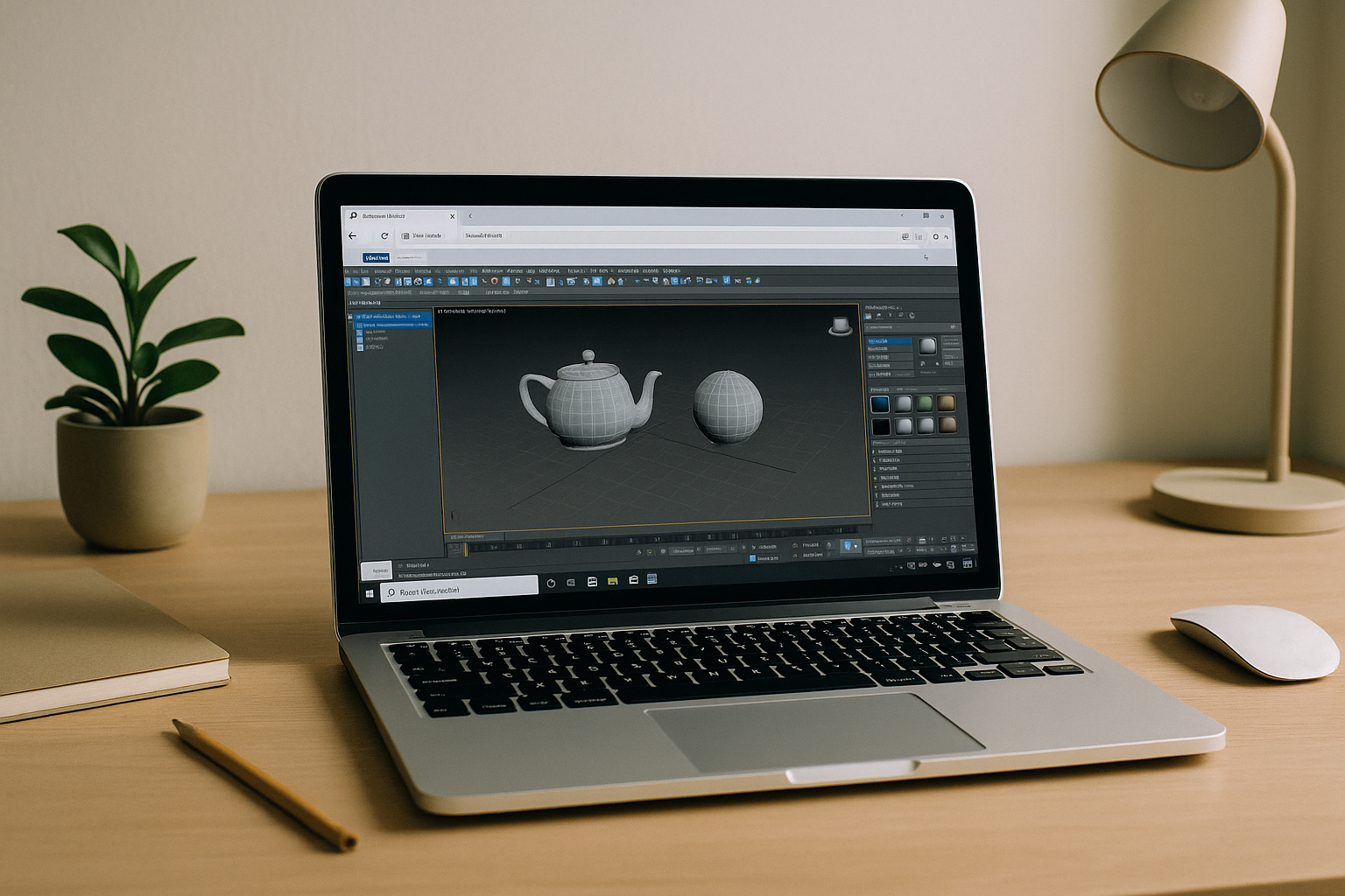 3ds Max Studio running in a browser on a laptop