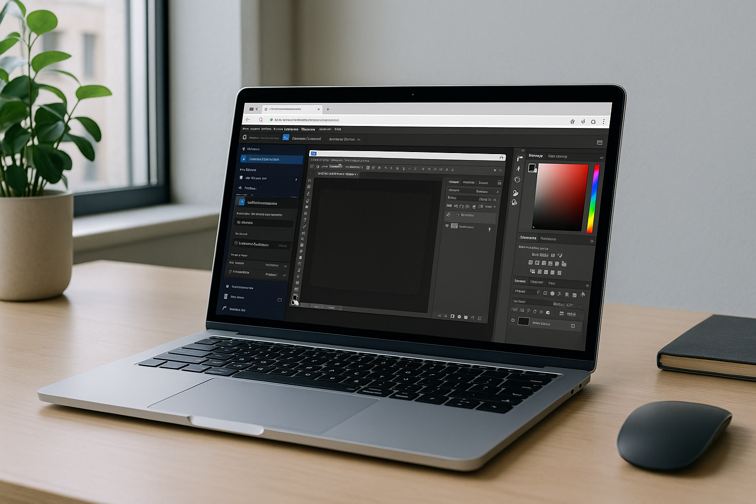 How Aristeem Delivers Photoshop for Linux Without Setup - laptop running professional desktop software