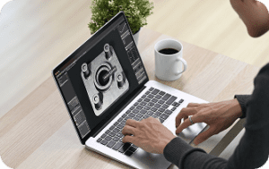 Designer running marmoset toolbag mac from Safari on an Apple Silicon MacBook