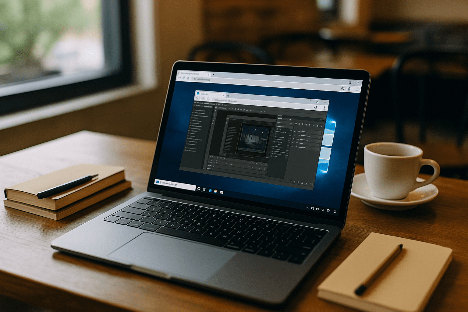 MacBook user running a Windows Virtual Machine for Mac through a browser-based cloud PC workspace