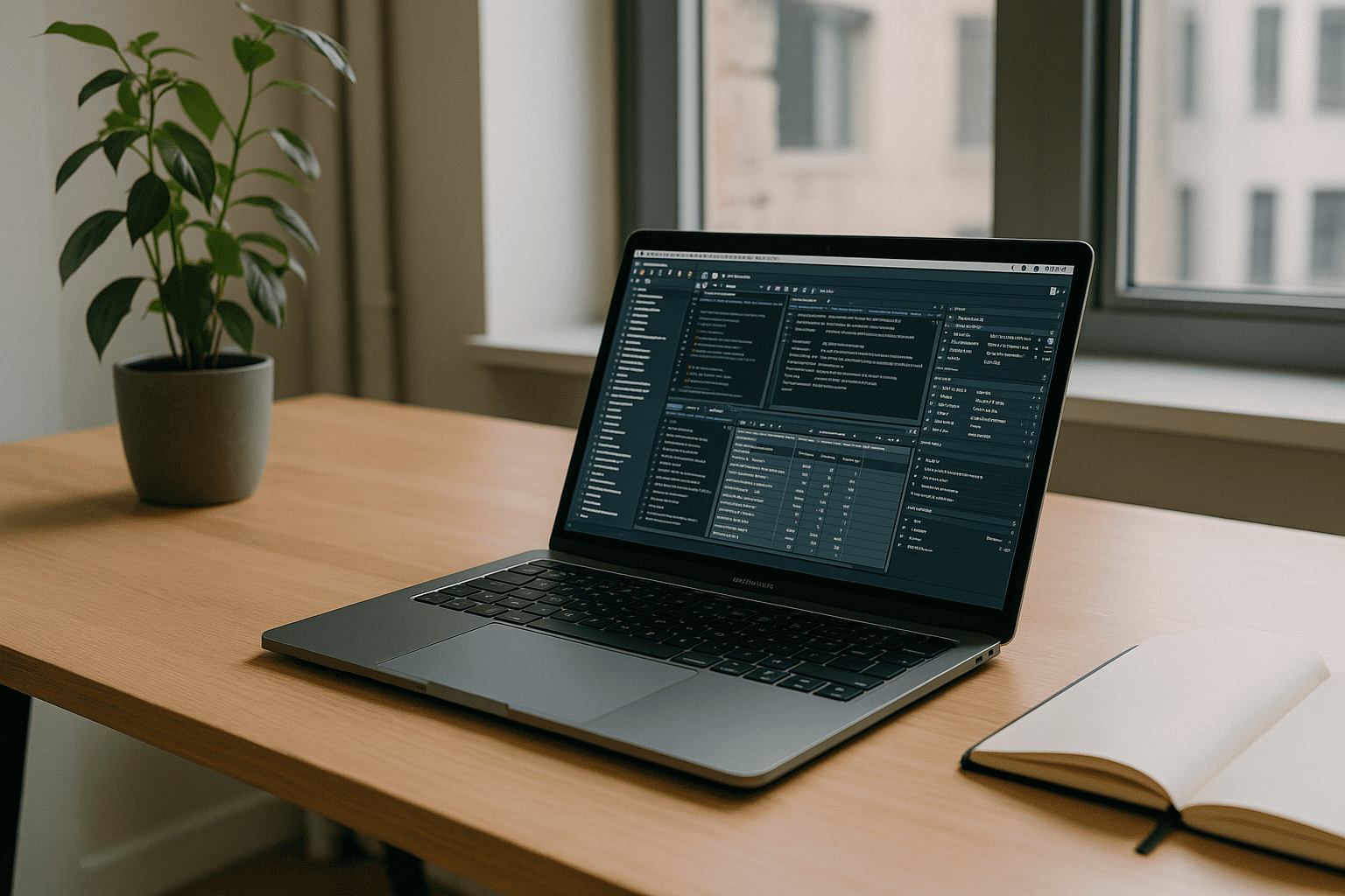 PostgreSQL macOS setups that keep breaking your flow - MacBook with professional desktop software in office