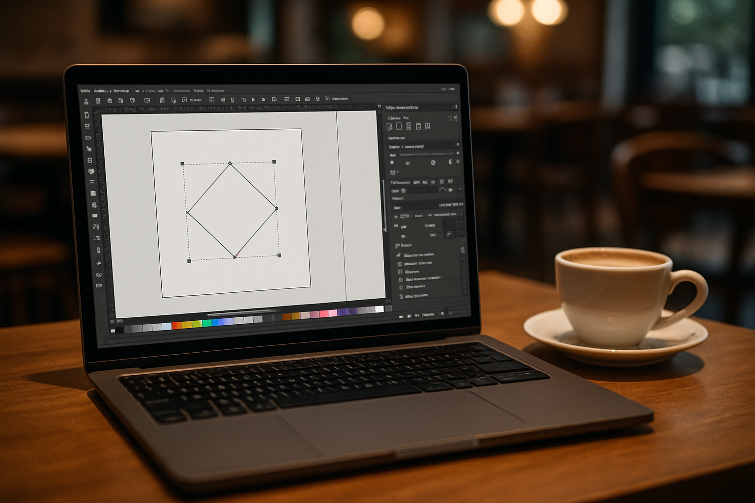 Inkscape in browser when your device can’t install the specific Inkscape version - modern laptop with professional desktop software in café