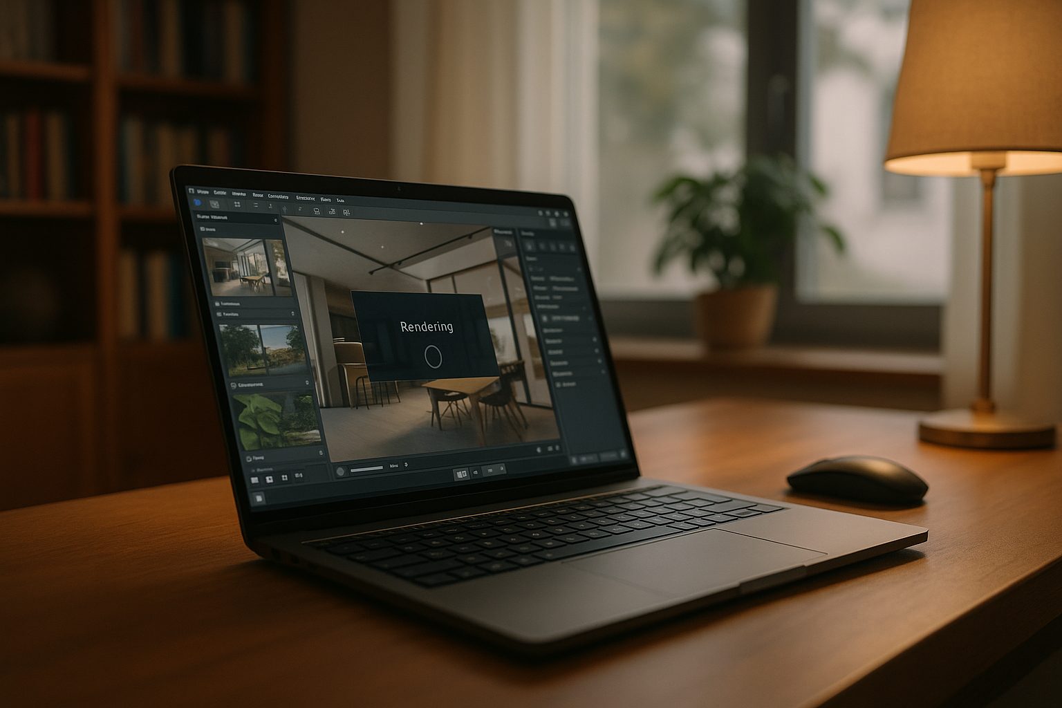 When Lumion rendering stalls on your current machine - modern laptop with professional desktop software in home
