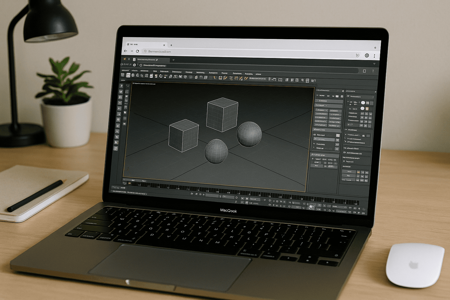 Artist using Cloud Rendering 3ds Max through a browser-based Cloud PC workspace