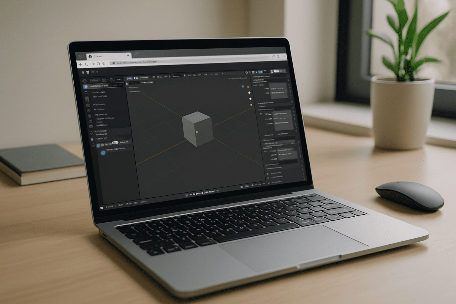 The Practical Way to Run Blender in Browser - laptop running professional desktop software