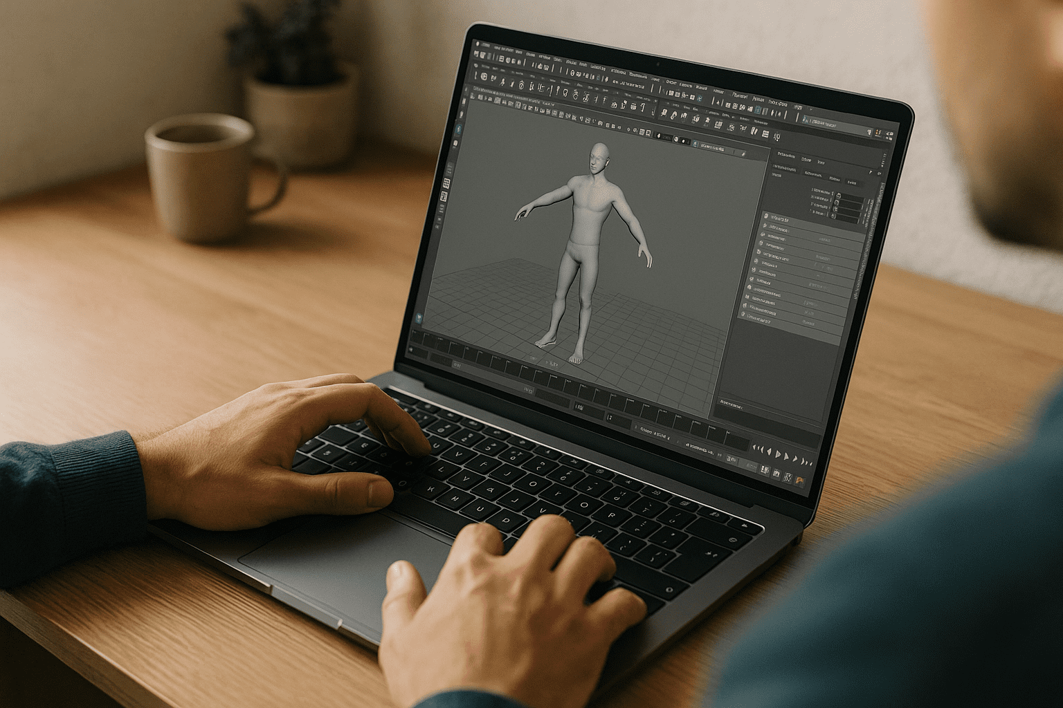 Artist working on 3D Animation Maya through a browser-based Cloud PC workspace