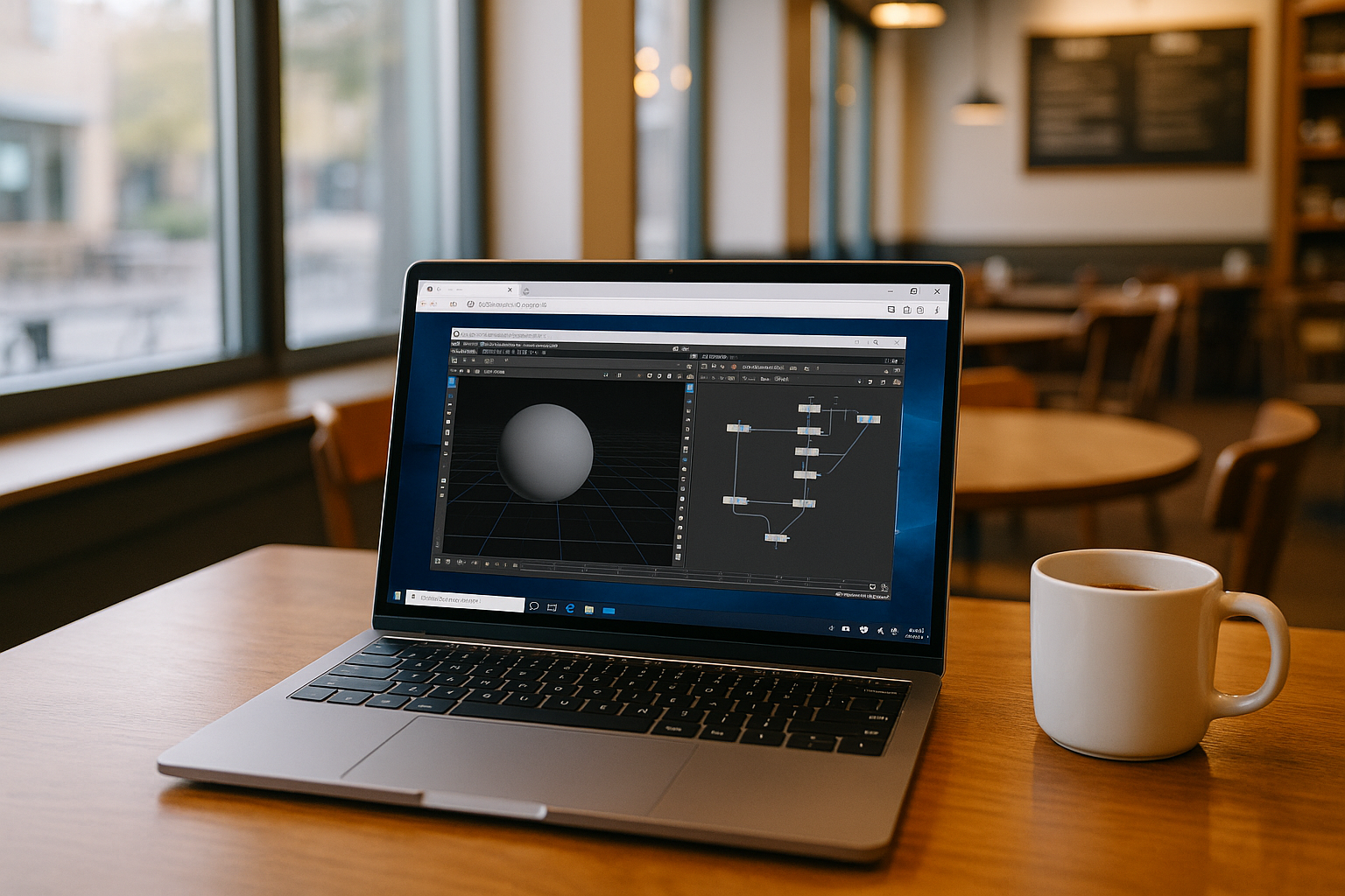3D artist using Houdini 3D modelling on a virtual Windows PC