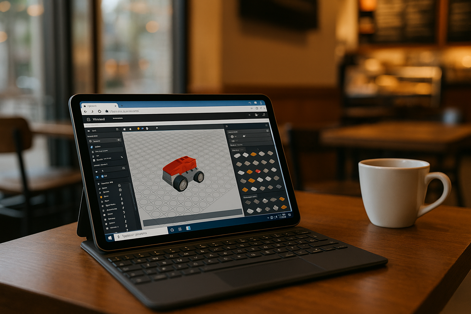 User creating LEGO models with Bricklink Studio iPad through cloud PC