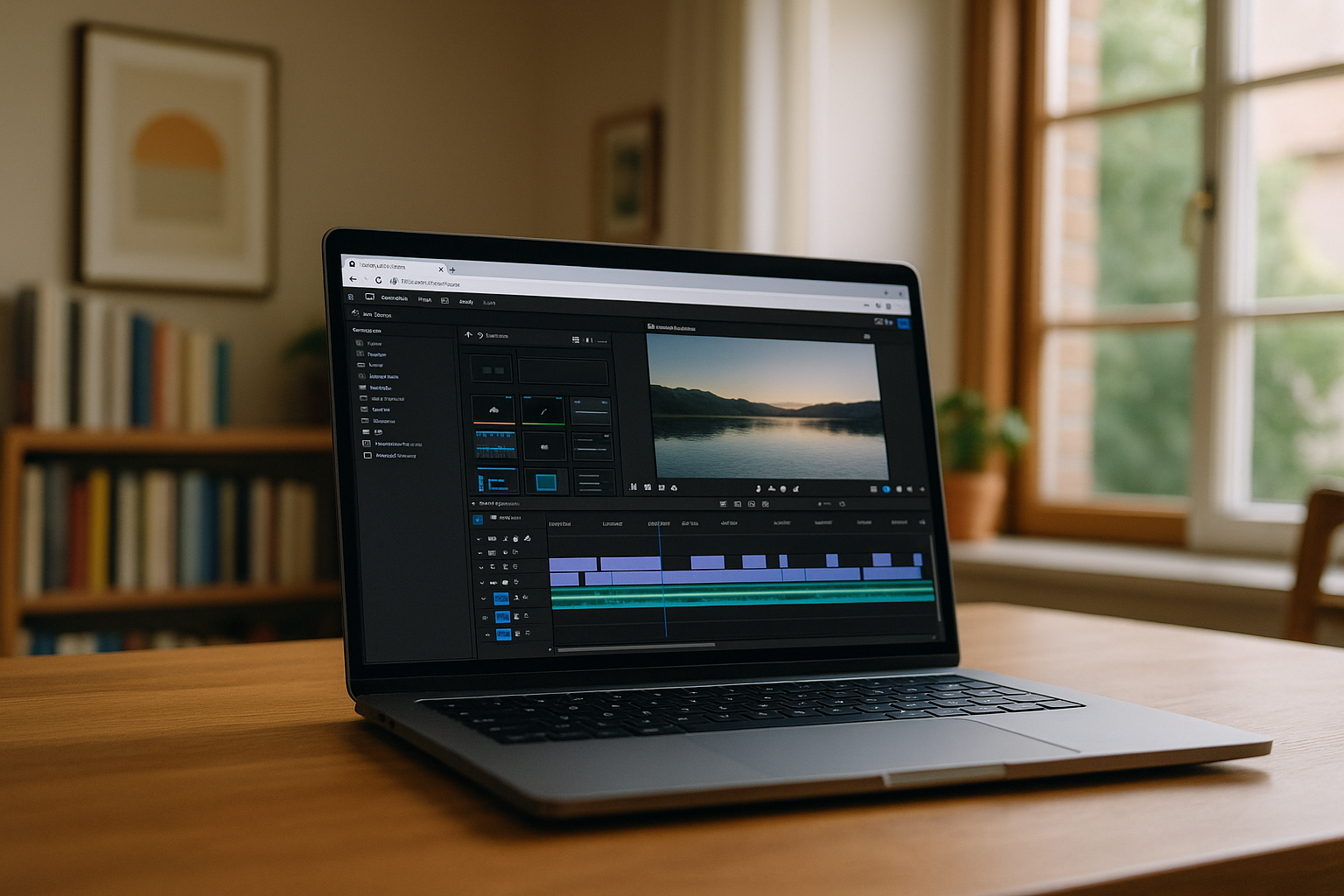 User editing video projects using Premiere Rush online via cloud PC