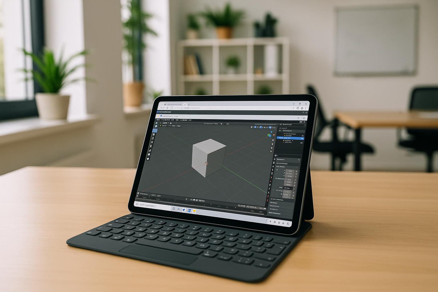 User running Blender on tablet through cloud PC solution