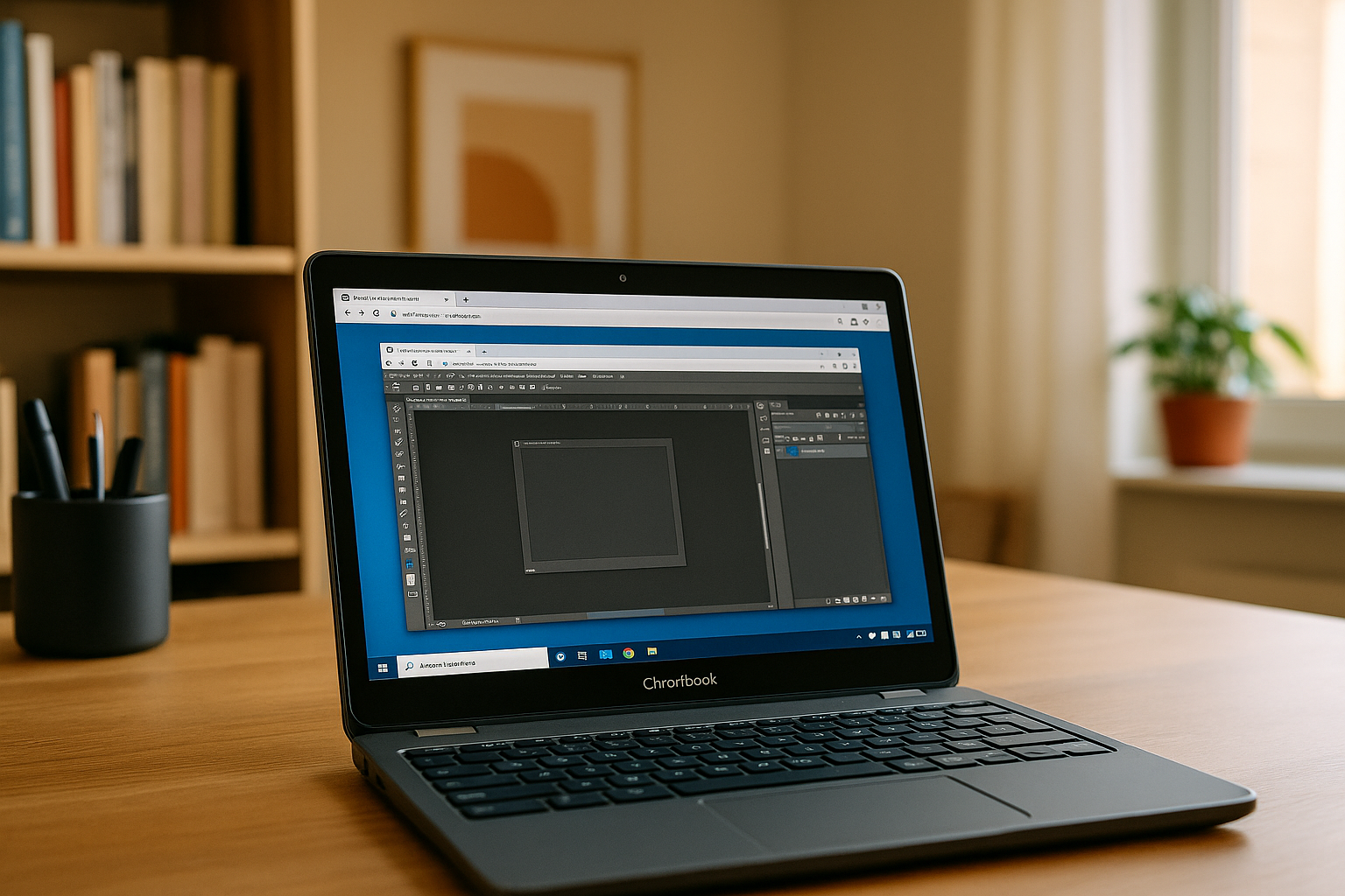 User accessing heavy software via cloud PC on low-spec device