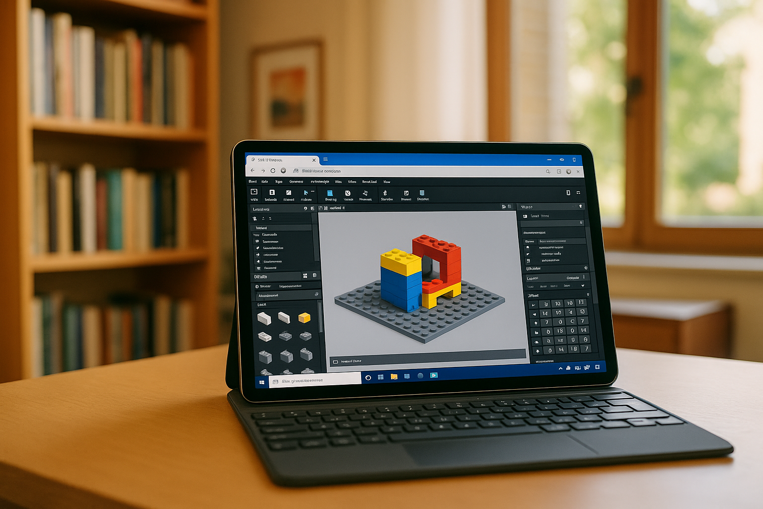 User creating LEGO models with BrickLink Studio Mobile on cloud PC