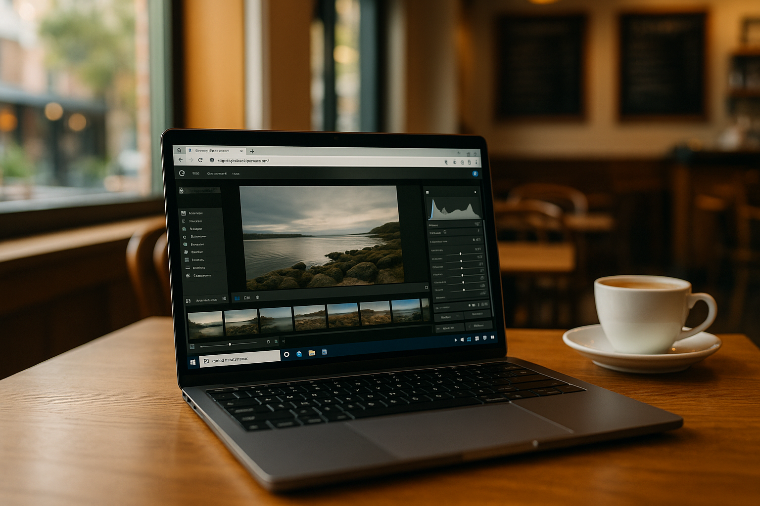 User accessing photo editor online Lightroom from cloud PC