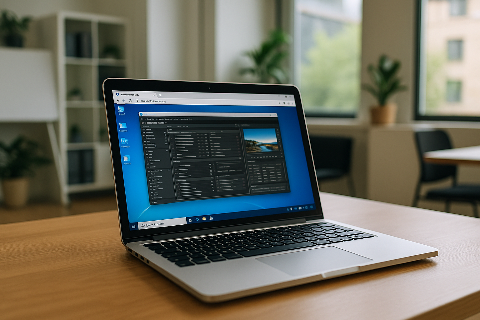 User accessing a virtual machine in a browser for work
