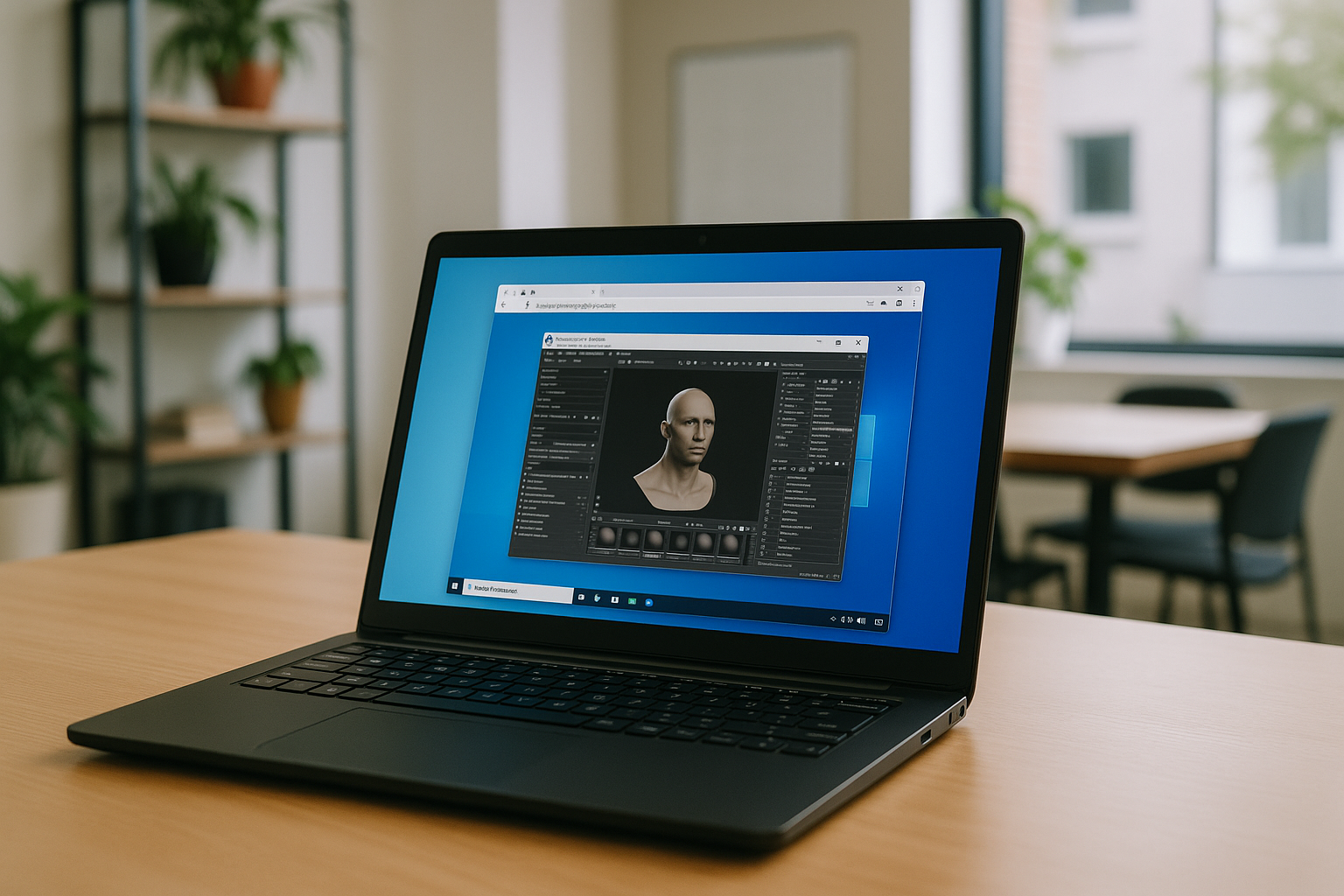User rendering high-quality graphics with Marmoset Toolbag 5 via cloud PC