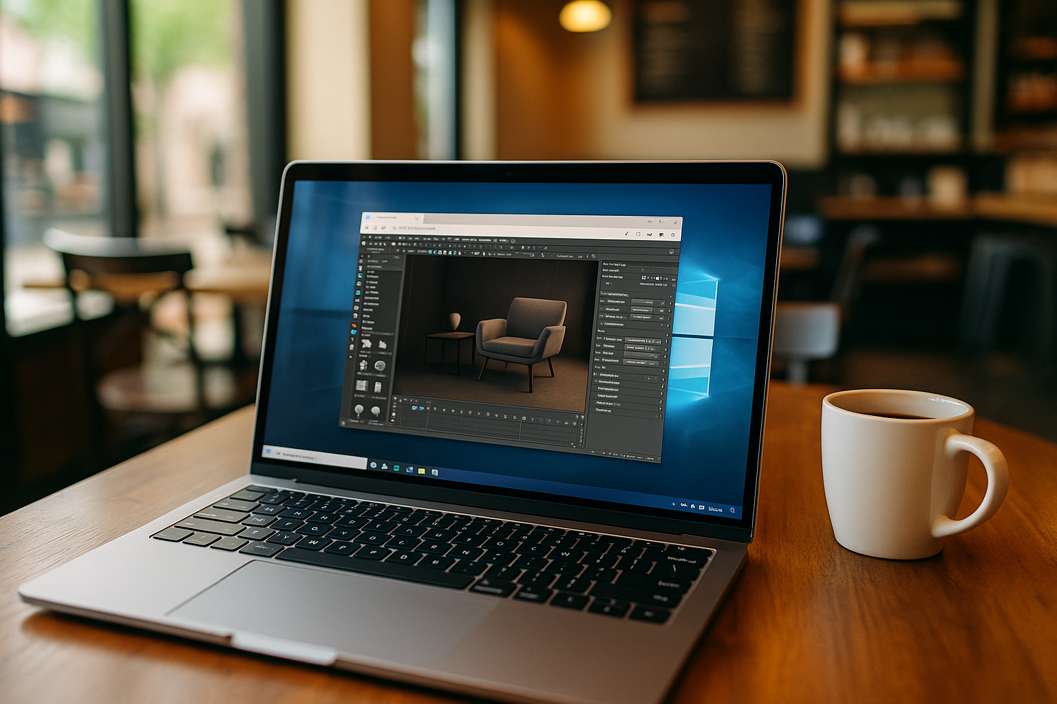 Designer utilizing online rendering tool for 3D rendering in the cloud