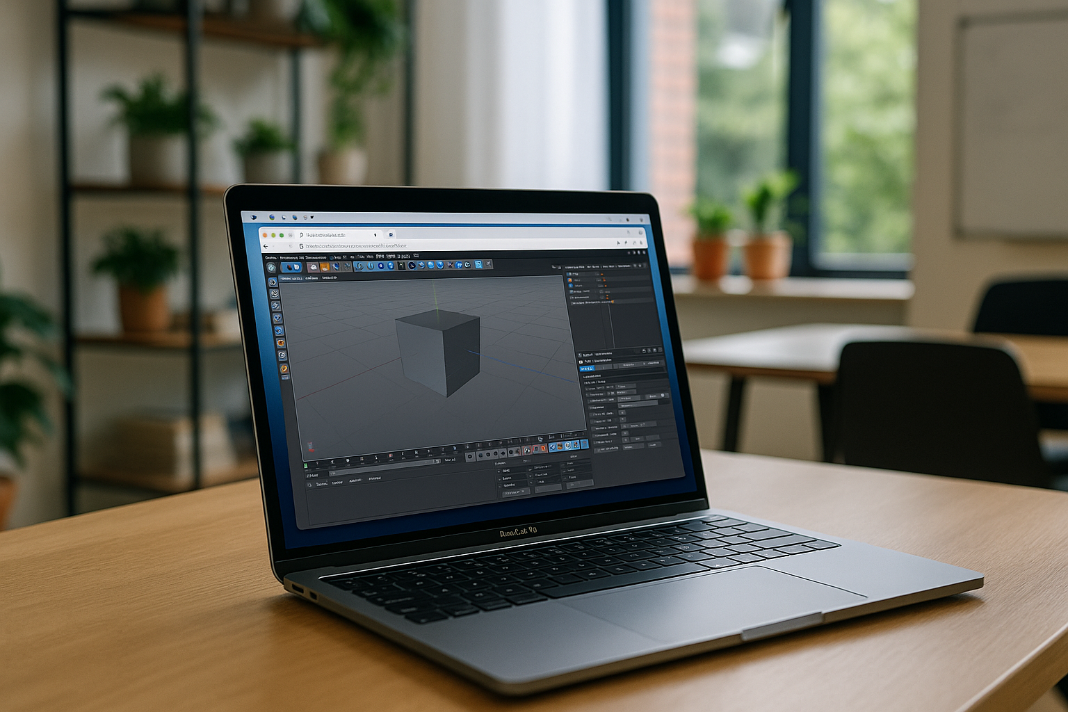 Designer utilizing Cinema 4D plugins through cloud PC on laptop