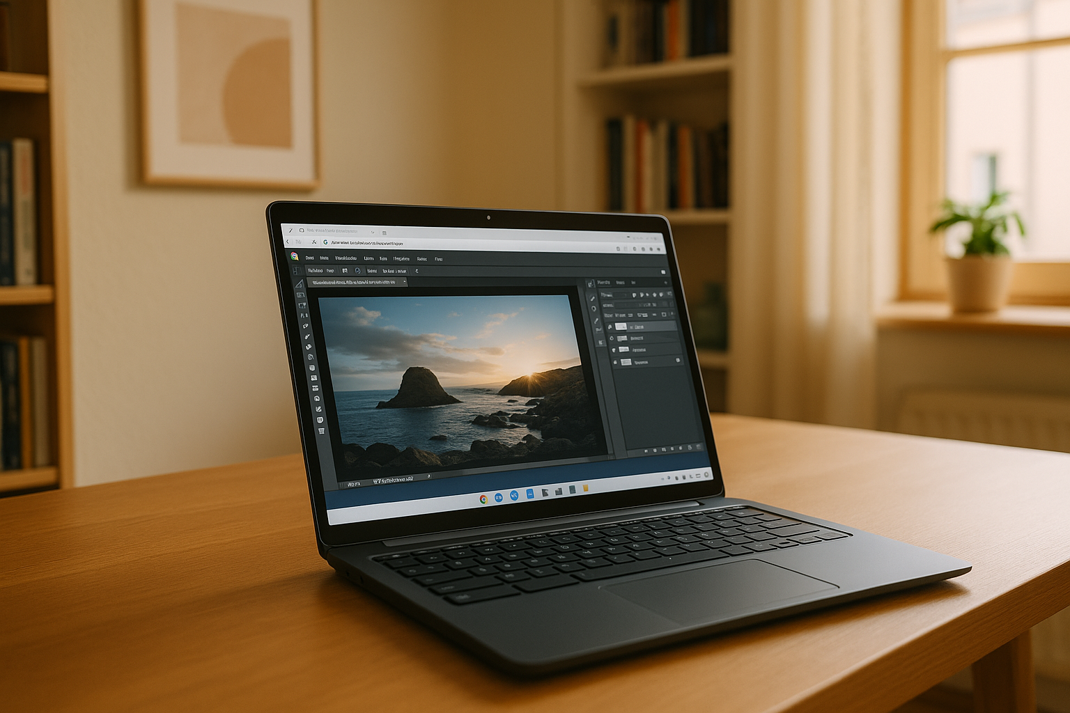 Creative professional editing images with Photoshop for Chromebook online