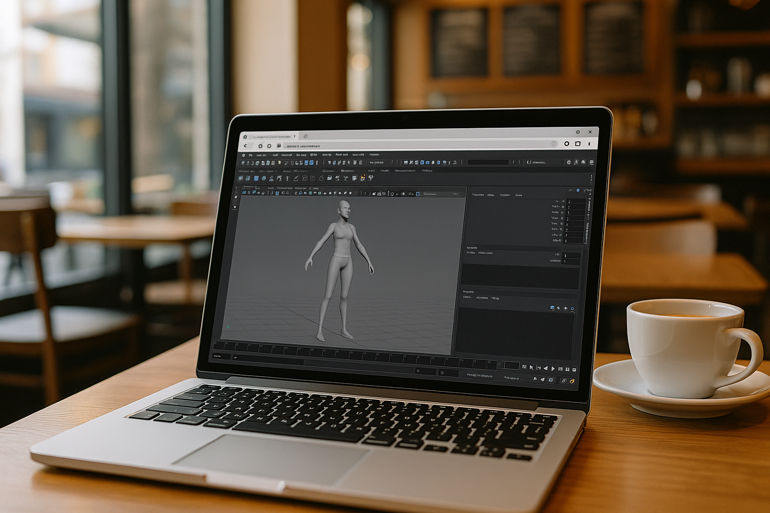 Students using Maya for 3D education via cloud PC