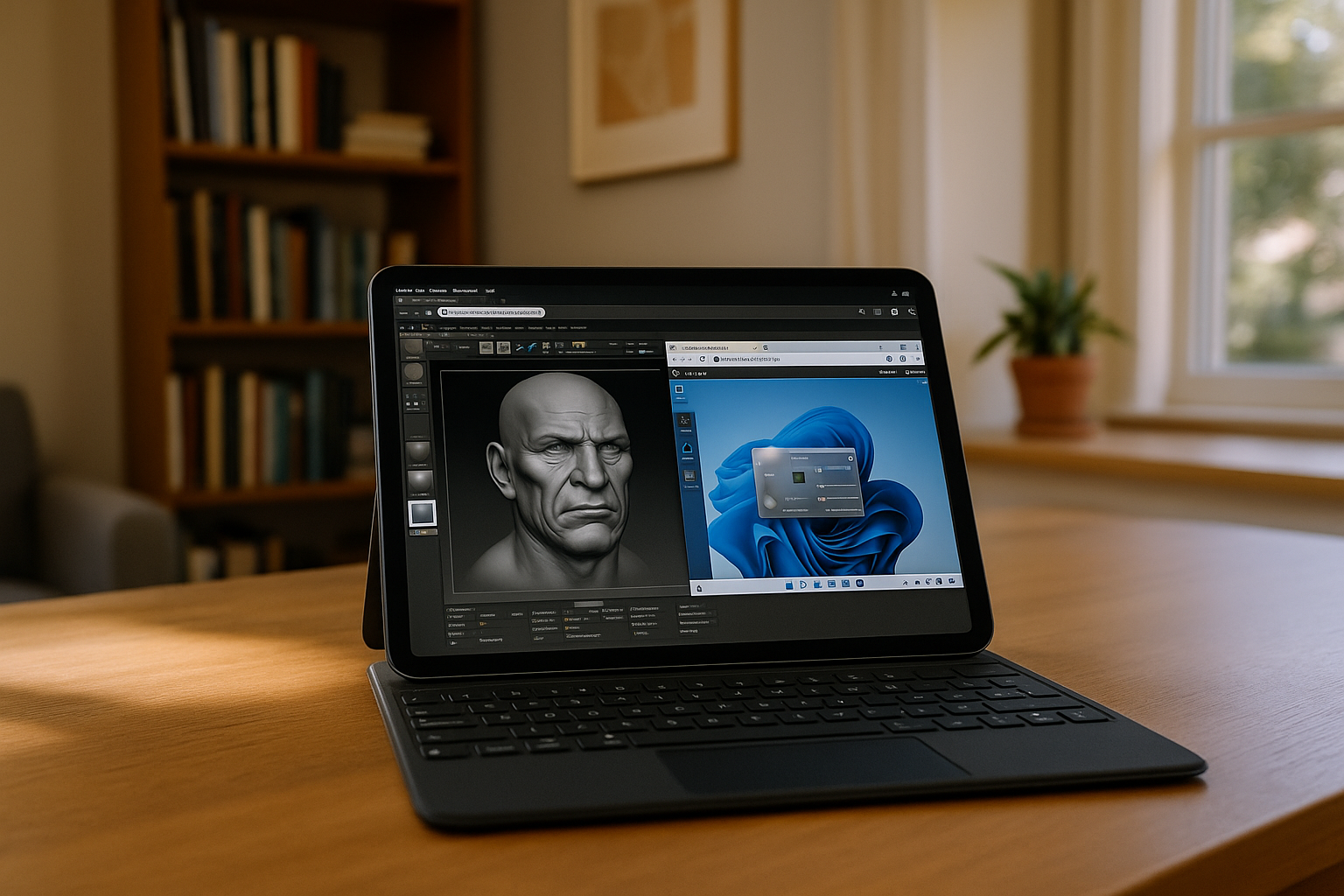 User accessing ZBrush for iPad via cloud PC solution