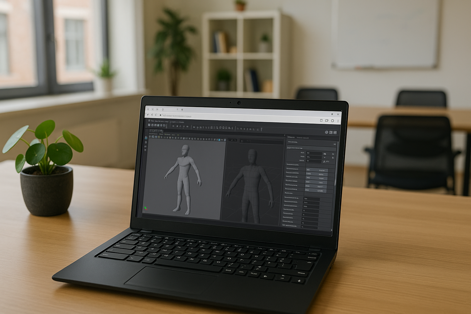 User utilizing Maya Animation software on mobile via cloud PC