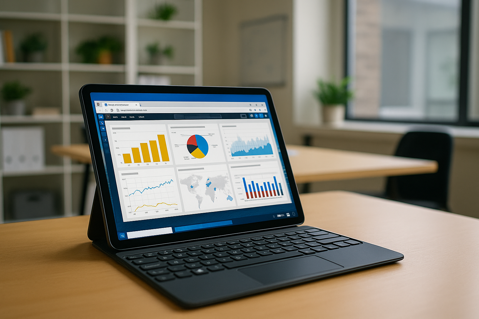 User accessing Power BI app on tablet through cloud service